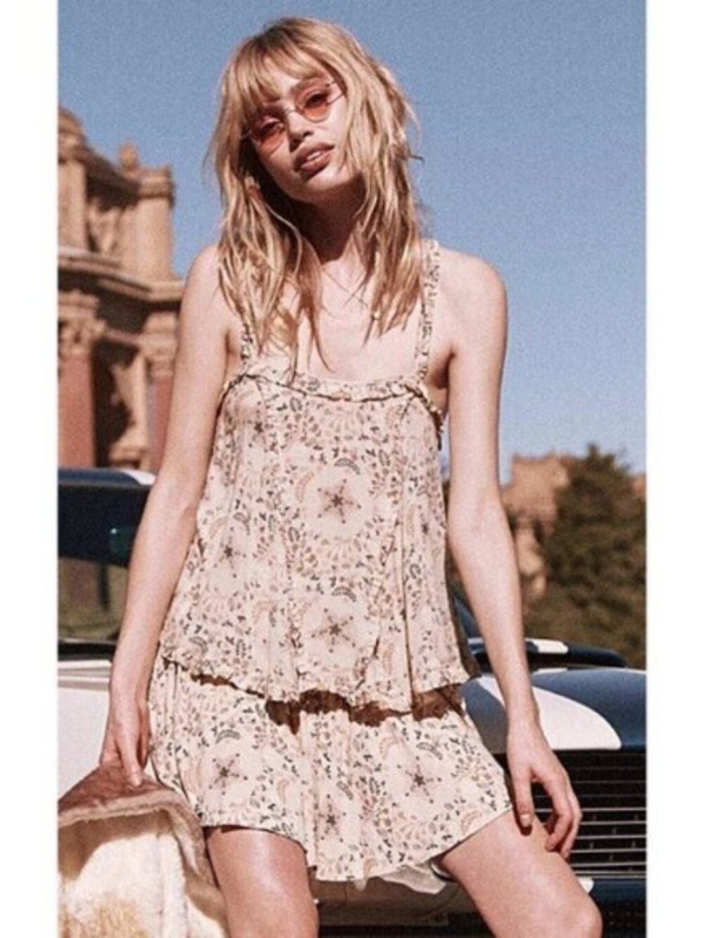 SPELL and the Gypsy Collective Celestial star print ruffle cami in Cream